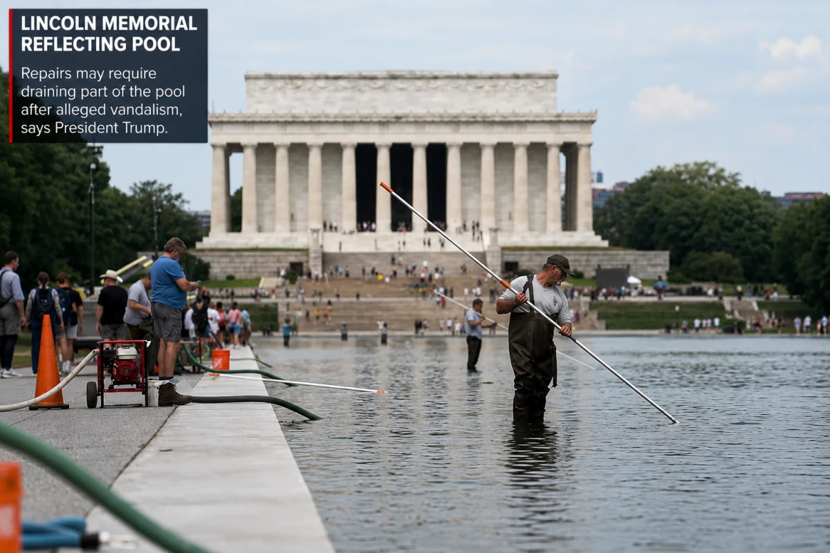 Trump Says Washington’s Lincoln Memorial Reflecting Pool May Need New Repairs After Alleged Vandalism